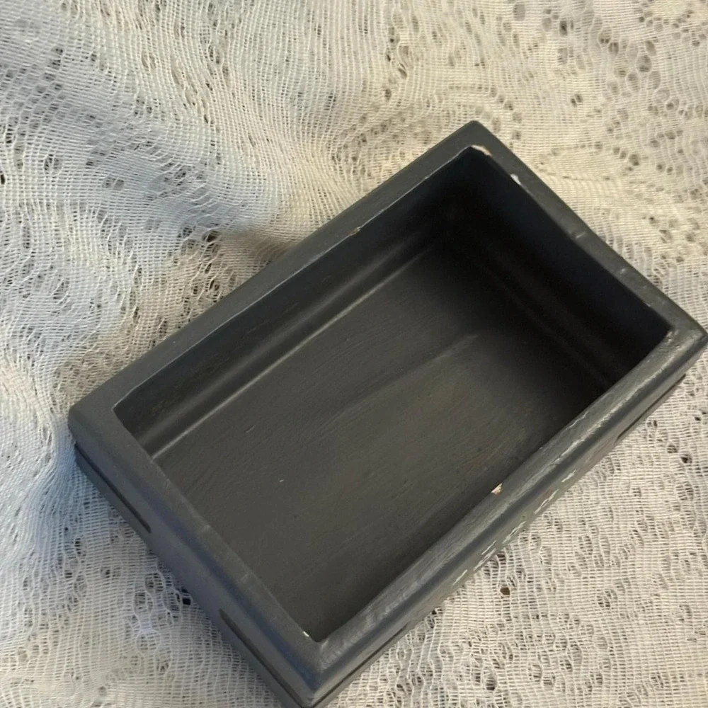 Hand Painted Ceramic Duck Decoy Trinket Box Gray Floral Folk Art Jewelry Box